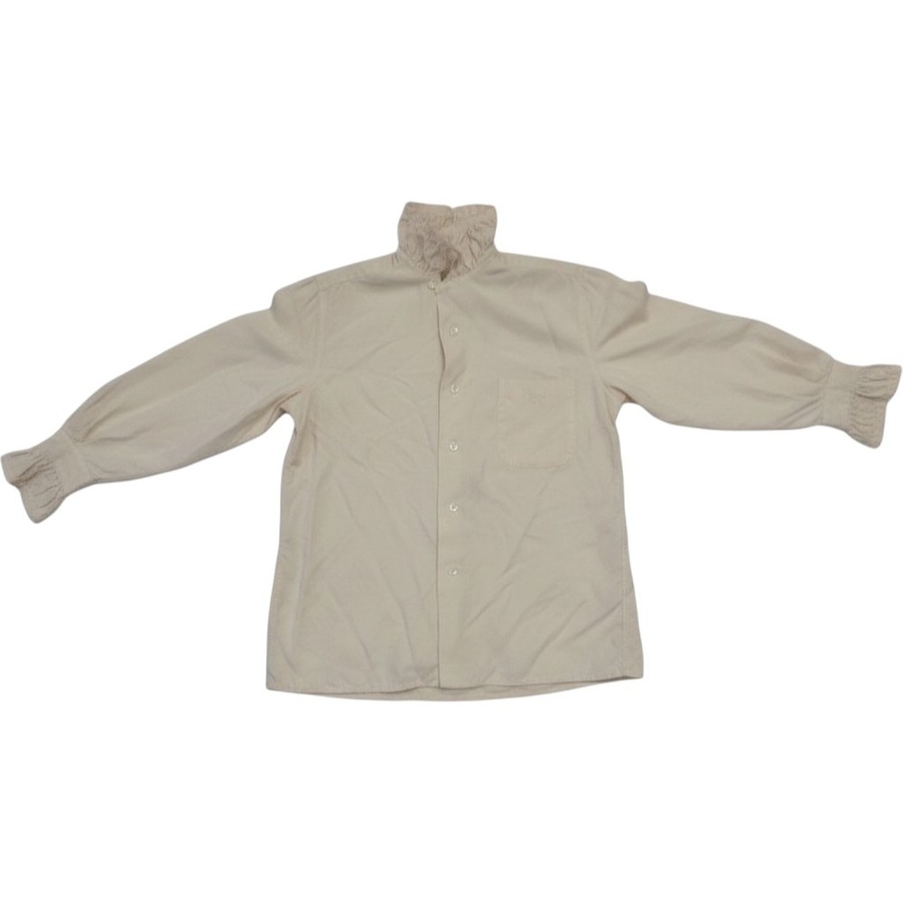 Equipment Silk Shirt Ruffle High Neck Long Sleeve Button Down Cream Small